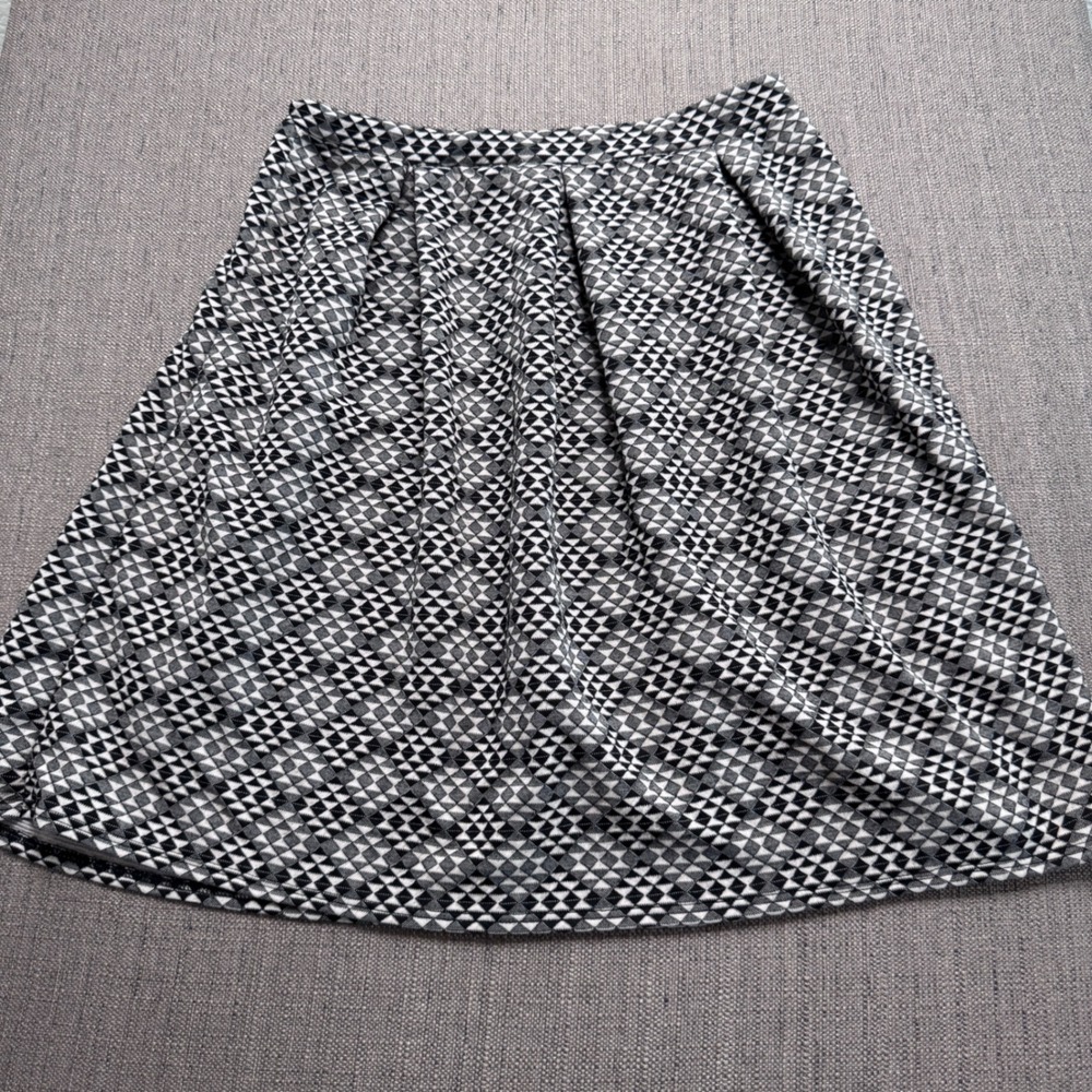Joe B Joe Benbasset Womens XL Black White Geometric Diamond Pleated A-Line Skirt